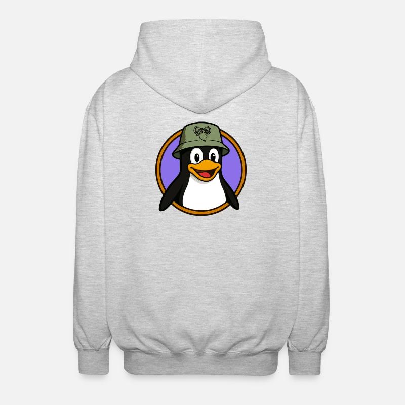 Tux Linux + GNU Hat - Veste à capuche unisexe - gris clair chiné