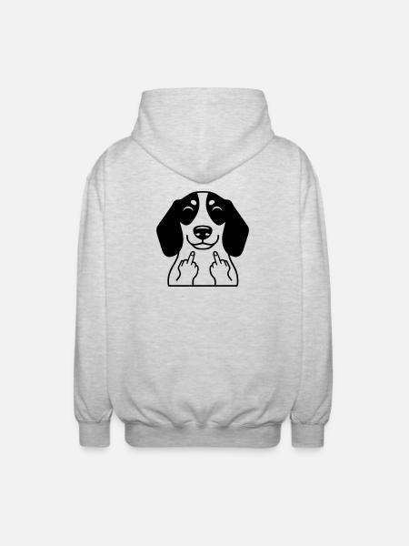 Il bassotto sfacciato mostra il dito medio - Fumetto divertente - Felpa unisex con cappuccio - grigio chiaro melange