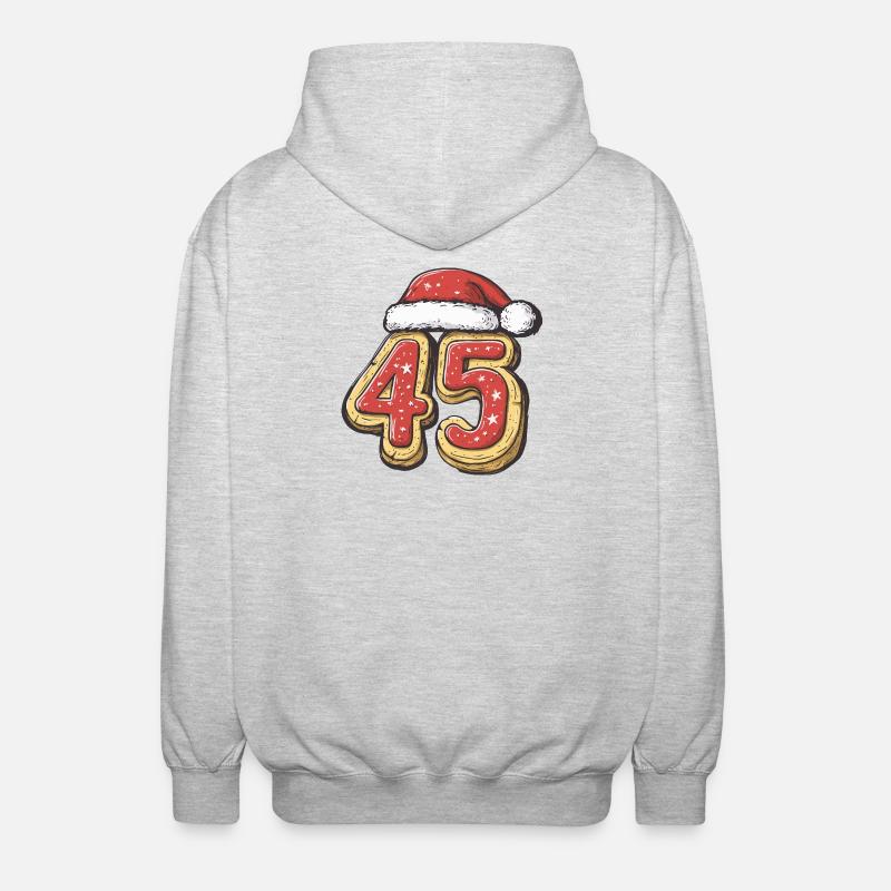 Biscuit de Noël à 45 chiffres - Veste à capuche unisexe - gris clair chiné