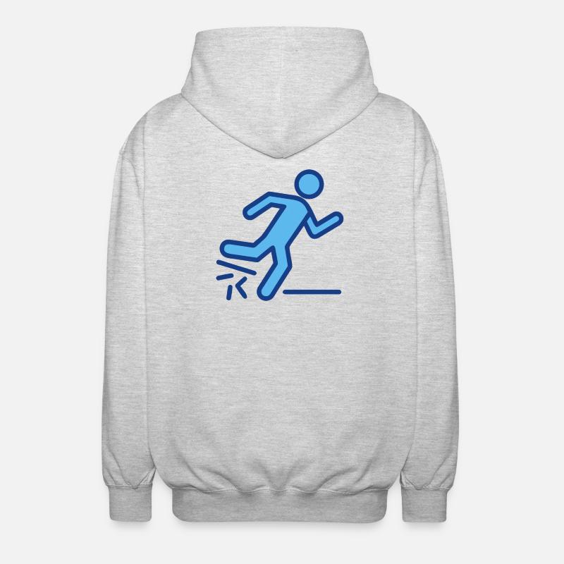 Silhouette dynamique bleue de coureur - Veste à capuche unisexe - gris clair chiné