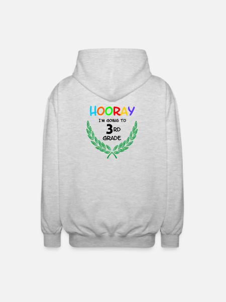 Hourra, je vais en CE1** - Veste à capuche unisexe - gris clair chiné