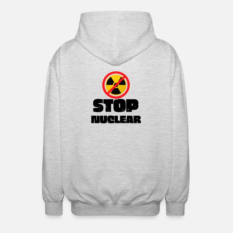 Stop Nuclear - Unisex Hooded Jacket - light heather grey