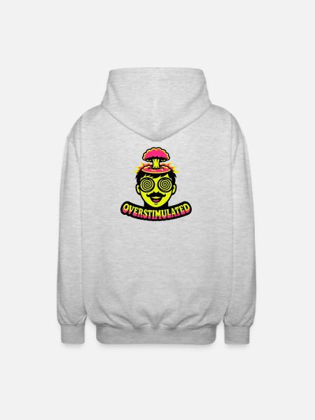Overstimulated Neon Head - Unisex Hooded Jacket - light heather grey