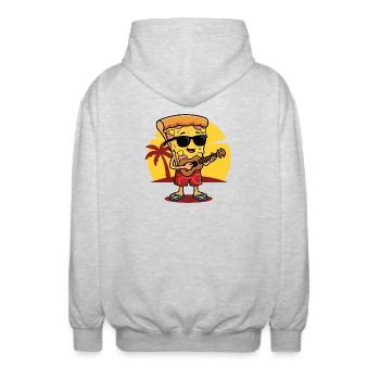 Gitarrist von Sunset Beach Pizza - Unisex Kapuzenjacke - Hellgrau meliert - Hinten - AI Model Male 185 light (185cm)