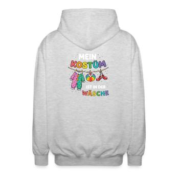 My costume is in the laundry - Clown Carnival - Unisex Hooded Jacket - light heather grey - Back - AI Model Male 185 light (185cm)