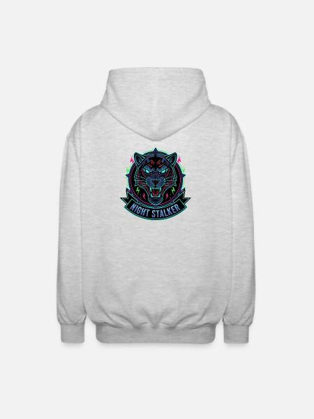 Leopard Neon Night - Unisex Hooded Jacket - light heather grey
