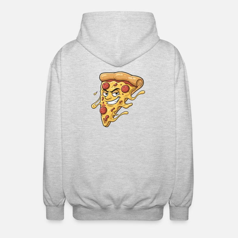Pizza Slice avec un sourire malicieux - Veste à capuche unisexe - gris clair chiné