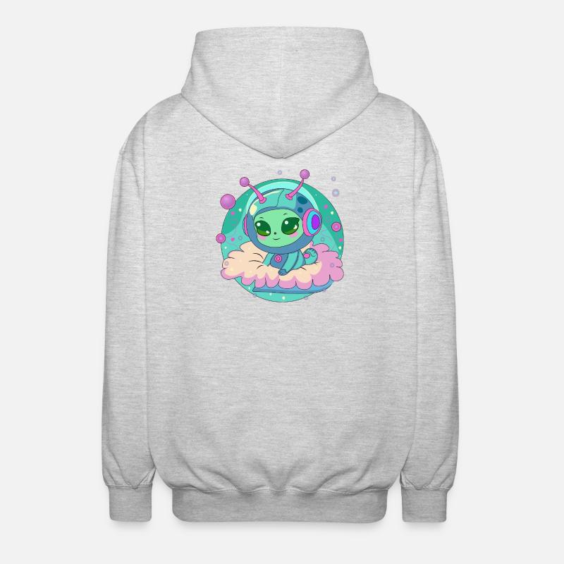 Astronaute pastel Alien sur un nuage - Veste à capuche unisexe - gris clair chiné