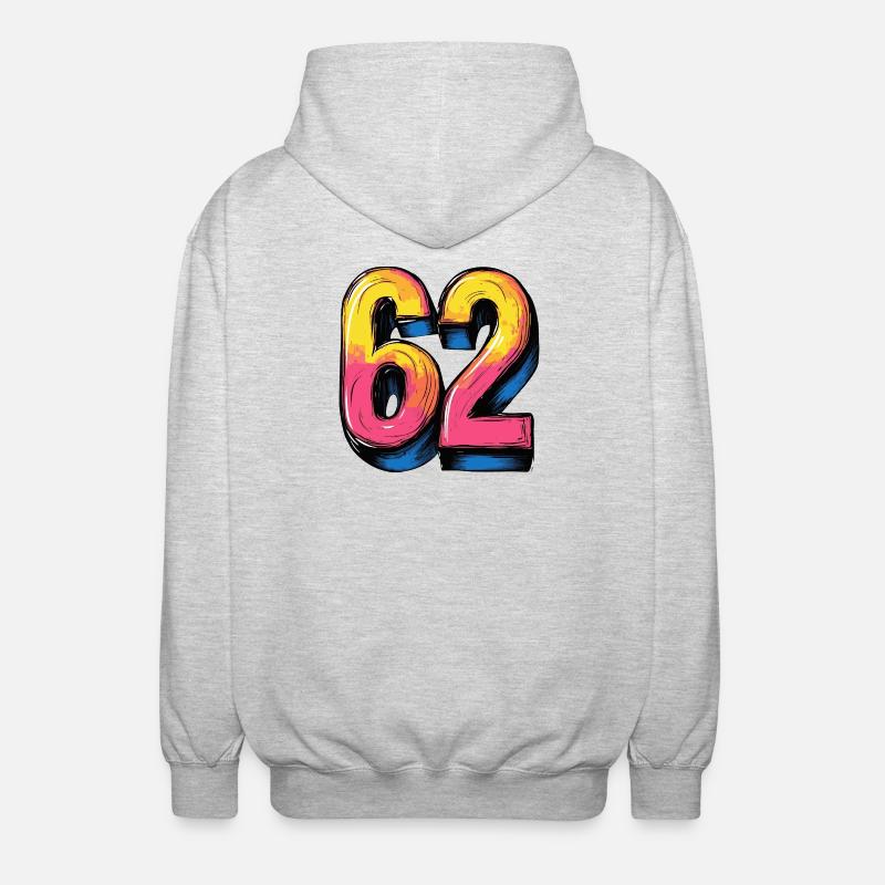 62 nummer färgglada - Luvjacka unisex - ljusgråmelerad