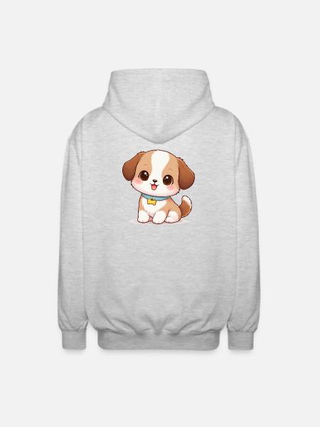 Dog Cute Comic - Unisex Hooded Jacket - light heather grey