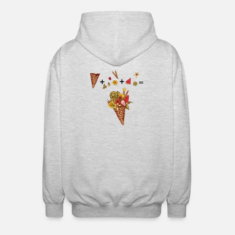  Eiswaffel mit buntem Obst - Unisex Kapuzenjacke - Hellgrau meliert
