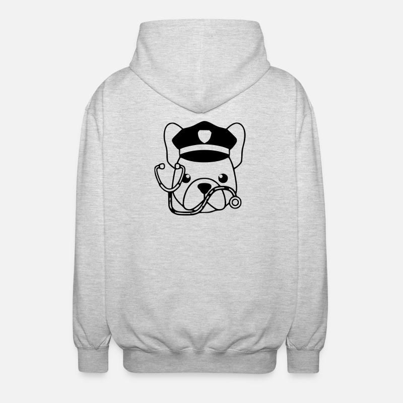 Frenchie Arzt Kopf Outline - Unisex Kapuzenjacke - Hellgrau meliert