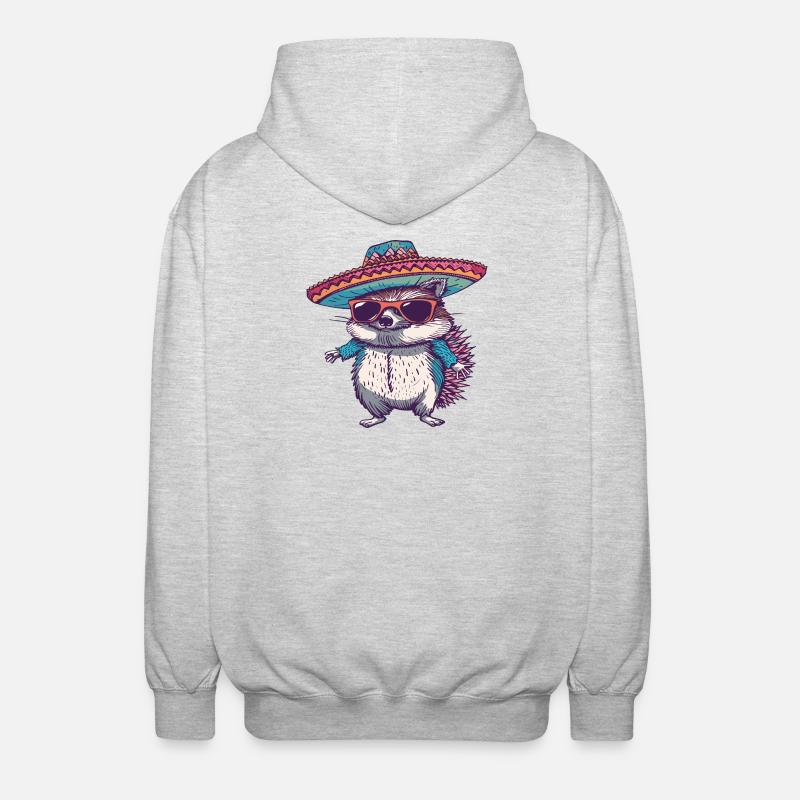 Igel Comic Lustig Sombrero - Unisex Kapuzenjacke - Hellgrau meliert