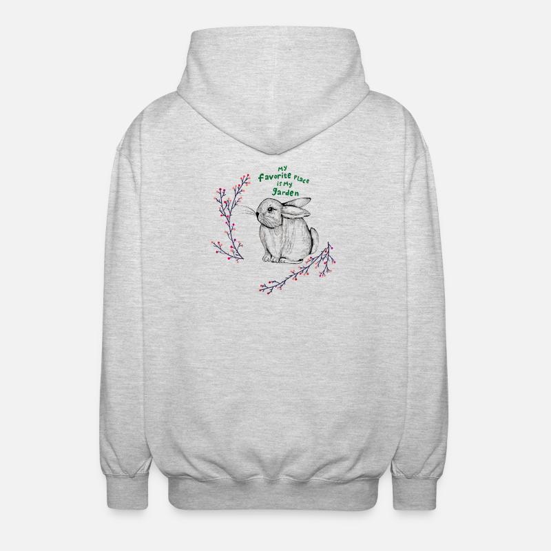 Le lapin dans le jardin - Veste à capuche unisexe - gris clair chiné