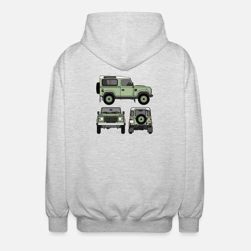 Defender 90 - Seiten - Unisex Kapuzenjacke - Hellgrau meliert