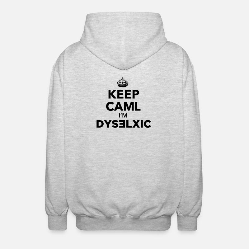 Keep Calm dislexic - Unisex Hooded Jacket - light heather grey