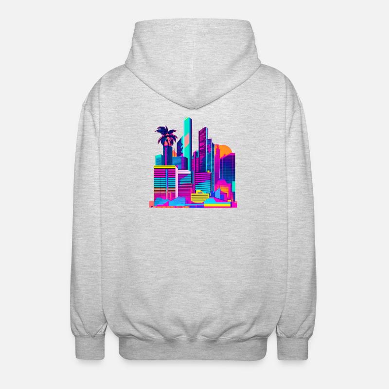 80s Skyline - Unisex Kapuzenjacke - Hellgrau meliert