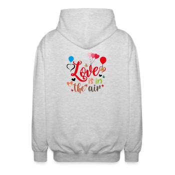 Liebe liegt in der Luft - Unisex Kapuzenjacke - Hellgrau meliert - Hinten - AI Model Male 185 light (185cm)