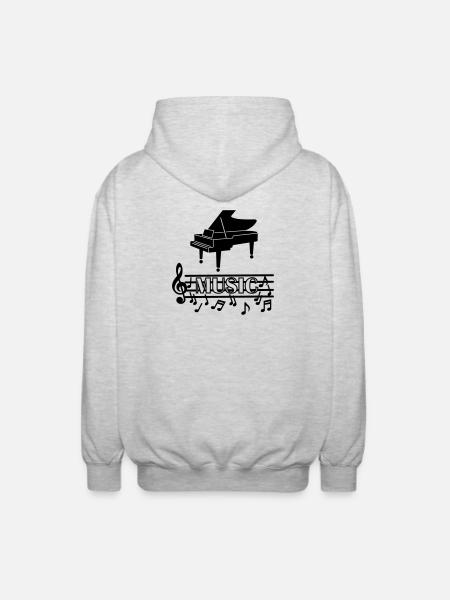 Piano music logo - Unisex Hooded Jacket - light heather grey