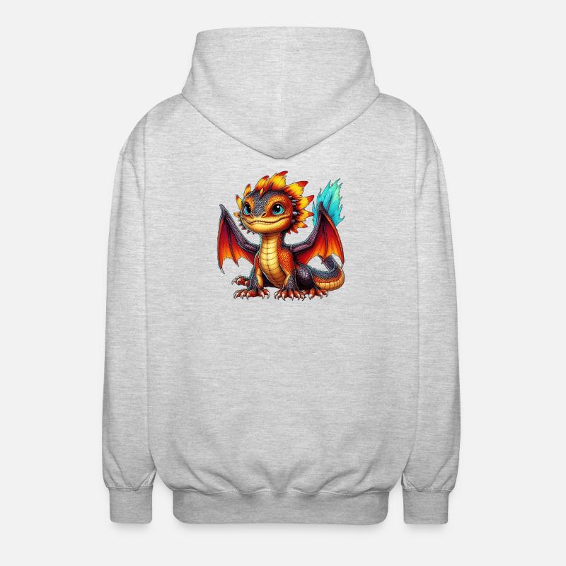 Drache - Unisex Kapuzenjacke - Hellgrau meliert