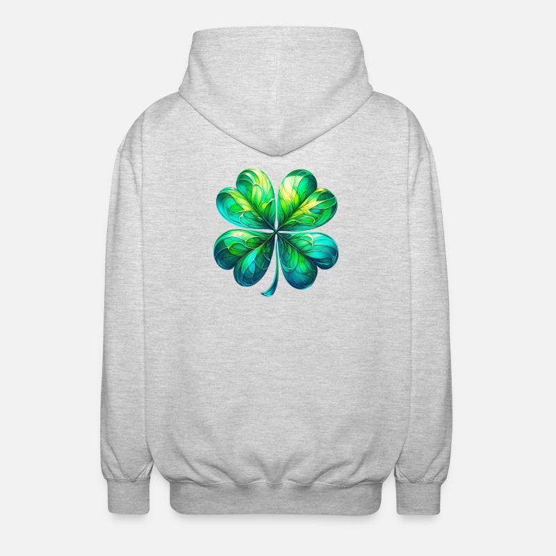 Vierblättriges Kleeblatt - Unisex Kapuzenjacke - Hellgrau meliert