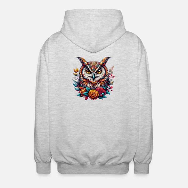 Eule - Unisex Kapuzenjacke - Hellgrau meliert