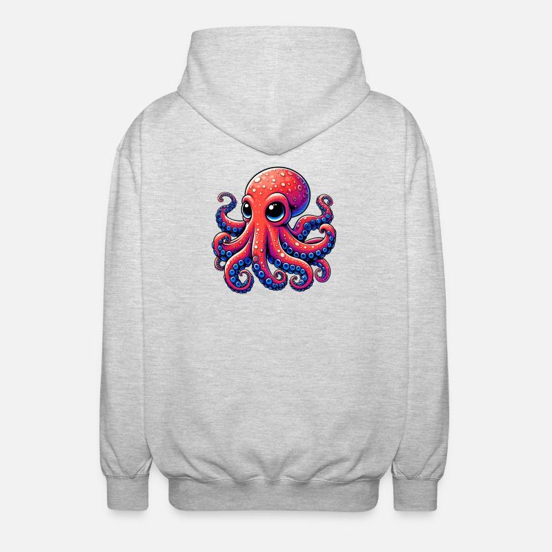 Krake - Unisex Kapuzenjacke - Hellgrau meliert