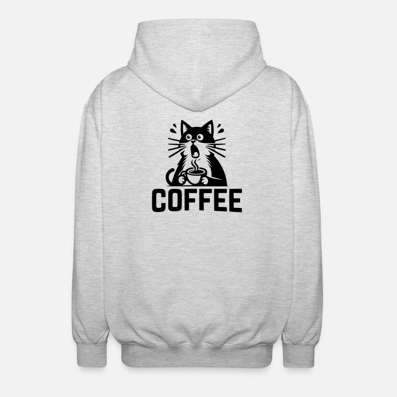 Cat Coffee - Unisex Hooded Jacket - light heather grey