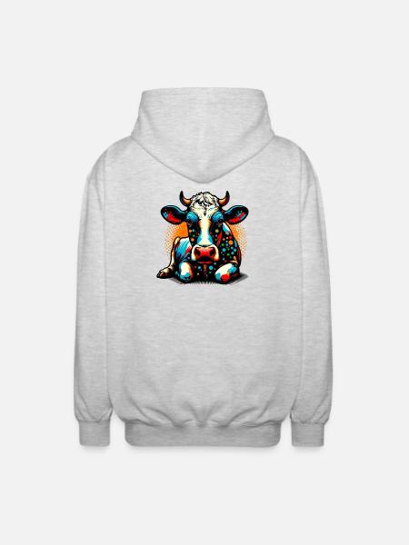 Vache - Veste à capuche unisexe - gris clair chiné