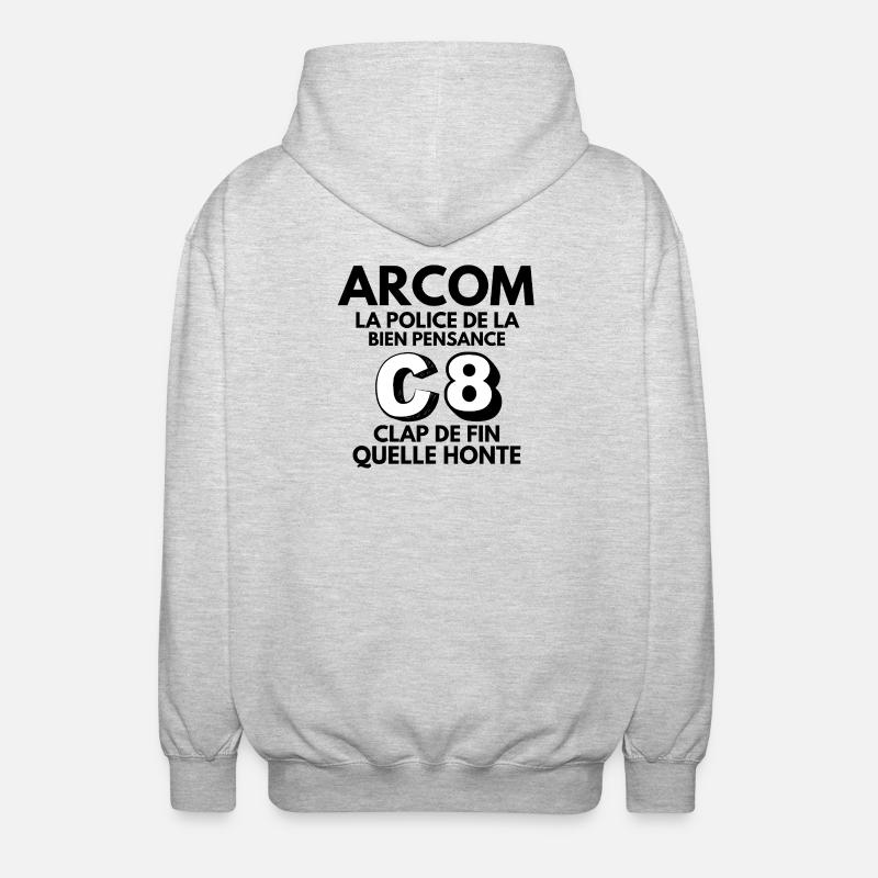 C8, liberté d'expression, média, tv - Veste à capuche unisexe - gris clair chiné