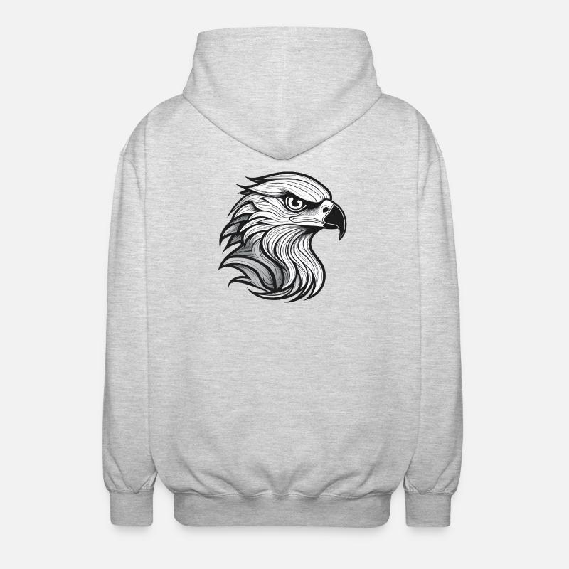 Expressionist eagle head-laying - Unisex Hooded Jacket - light heather grey