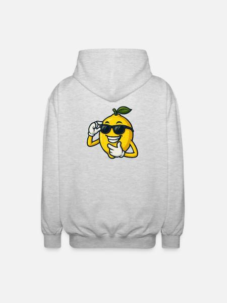 Cool Cartoon Lemon with Sunglasses Funny - Unisex Hooded Jacket - light heather grey