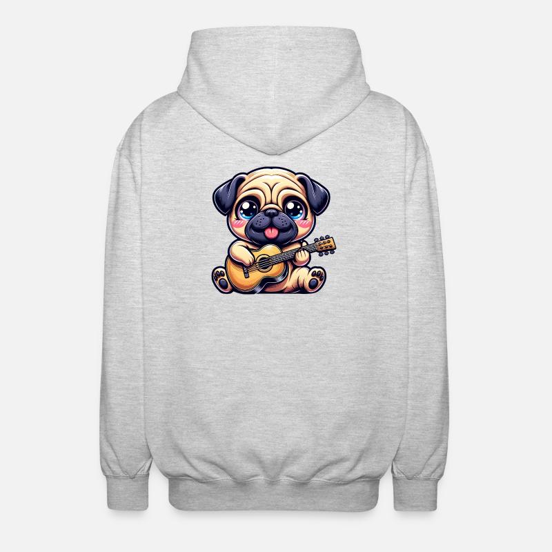 Carlin avec guitare Mignon mélomane - Veste à capuche unisexe - gris clair chiné