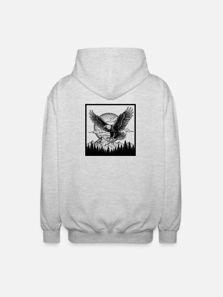 Eagle in a swoop - Unisex Hooded Jacket - light heather grey