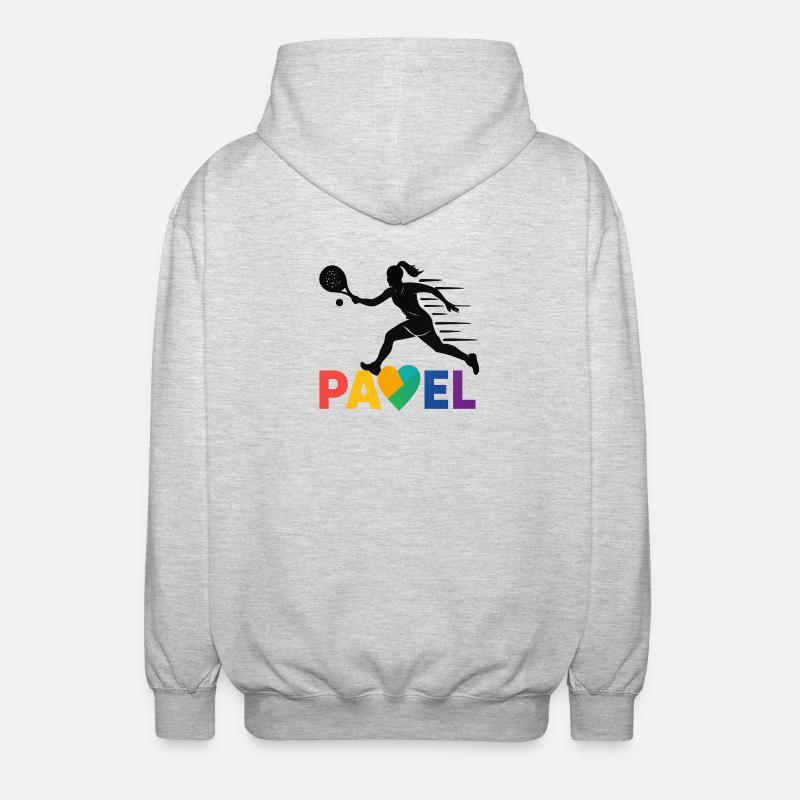 Padel Herz Regenbogen Sprint - Unisex Kapuzenjacke - Hellgrau meliert