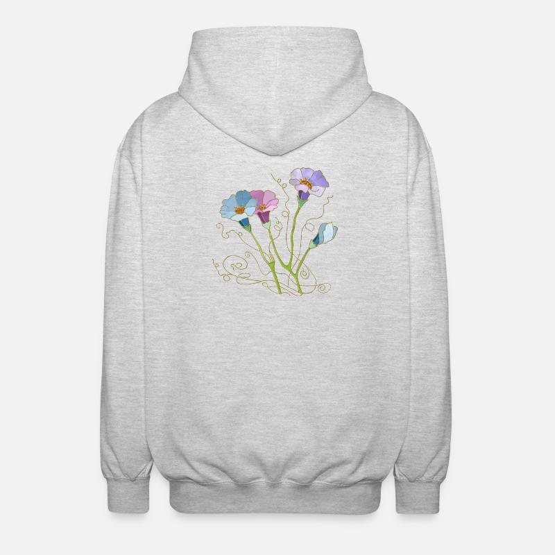 Blumen - Unisex Kapuzenjacke - Hellgrau meliert