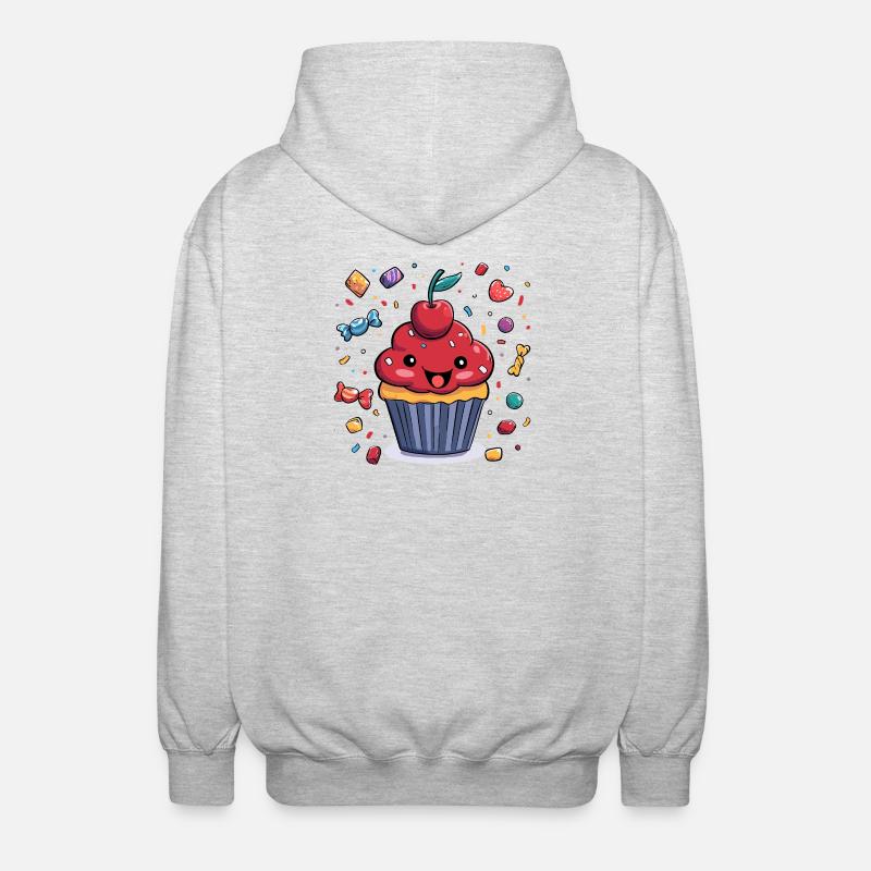 Kawaii Cupcake mit Konfetti - Unisex Kapuzenjacke - Hellgrau meliert
