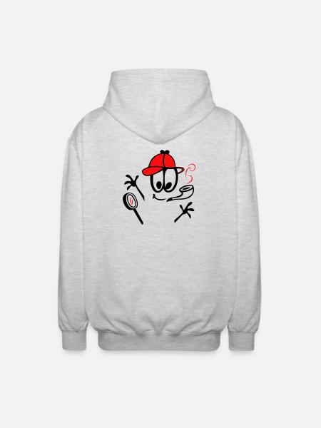 Detektiv mit Pfeife - Unisex Kapuzenjacke - Hellgrau meliert