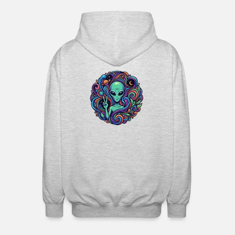 Extraterrestre Signe de paix Extraterrestre psychédélique - Veste à capuche unisexe - gris clair chiné
