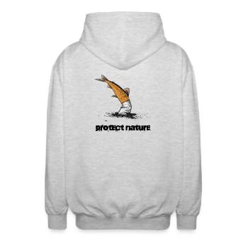 Naturschutz Gewässerschutz Zigarette - Unisex Kapuzenjacke - Hellgrau meliert - Hinten - AI Model Male 185 light (185cm)