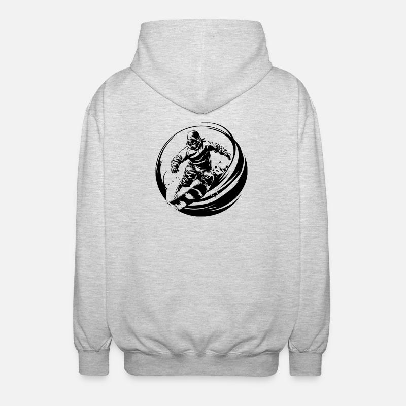 Snowboarding Man Silhouette - Unisex Hooded Jacket - light heather grey