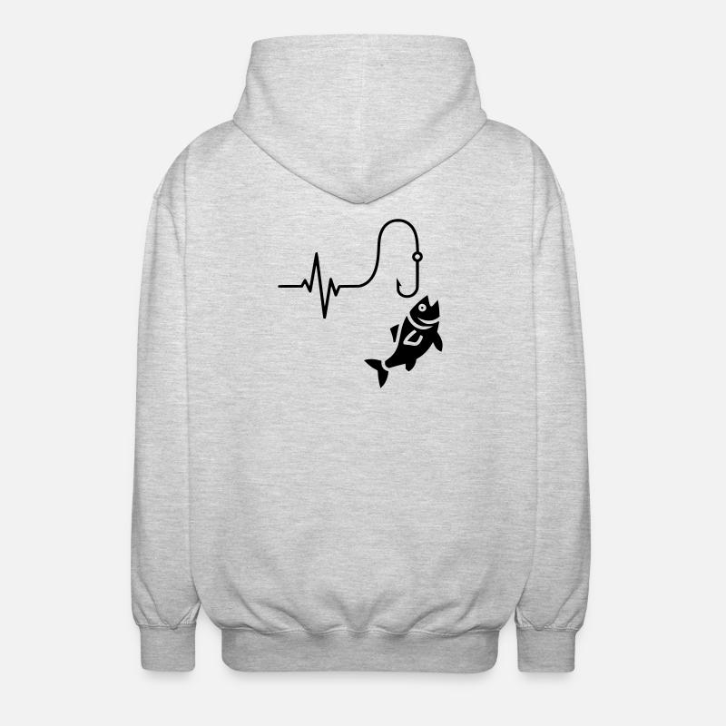 Silhouette de poisson pulsé ECG - Veste à capuche unisexe - gris clair chiné