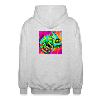 chameleon - Unisex Hooded Jacket - light heather grey - Back - AI Model Male 185 light (185cm)