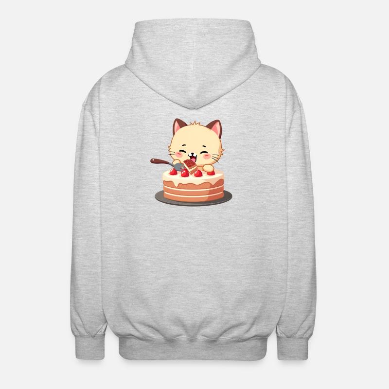 Le chat mange du gâteau - Veste à capuche unisexe - gris clair chiné
