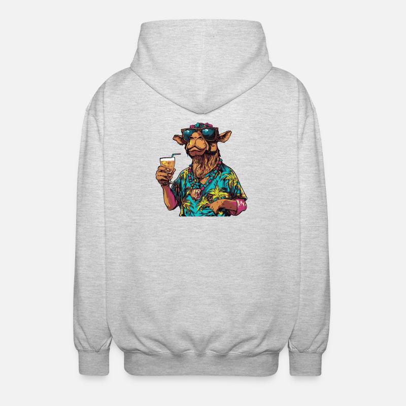 Kamel Comic Sommer - Unisex Kapuzenjacke - Hellgrau meliert