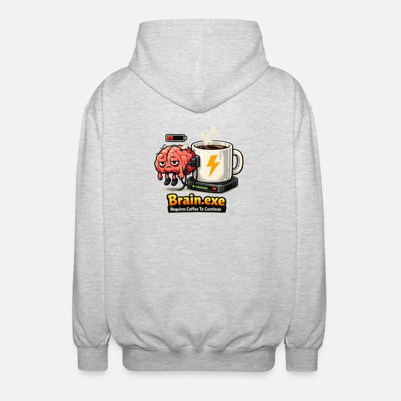 Coffee-driven brain - Unisex Hooded Jacket - light heather grey