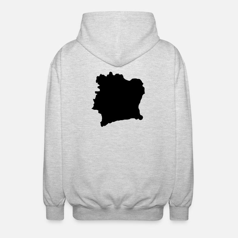Ivory coast map - Unisex Hooded Jacket - light heather grey