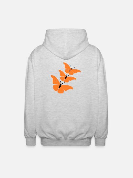 3_schmetterlinge_22 - Veste à capuche unisexe - gris clair chiné