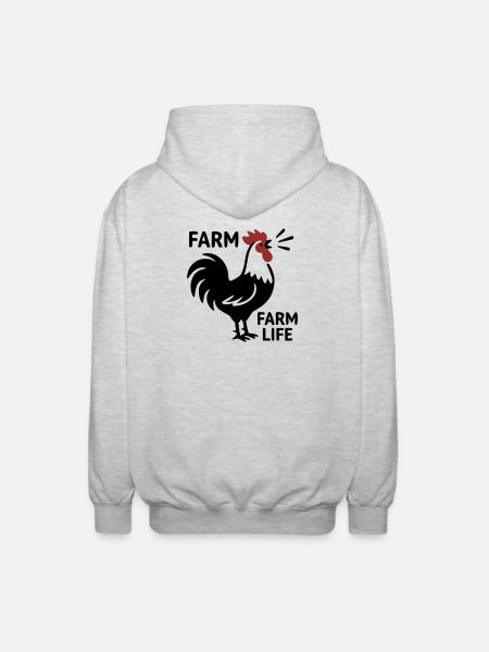 Hahn Farm Life Logo - Unisex Kapuzenjacke - Hellgrau meliert