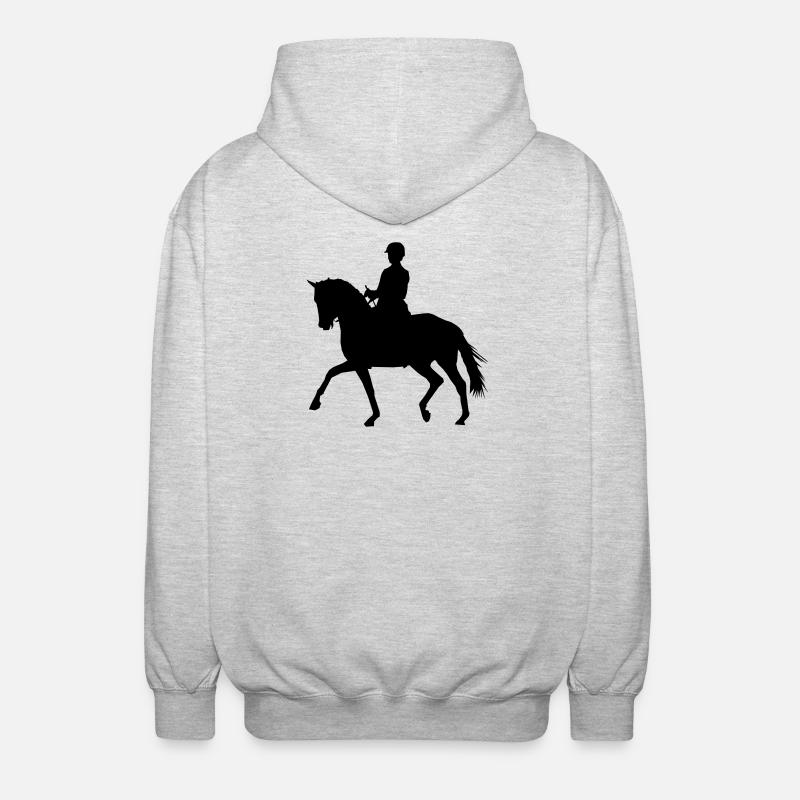 Reiterin mit Pferd - Unisex Kapuzenjacke - Hellgrau meliert